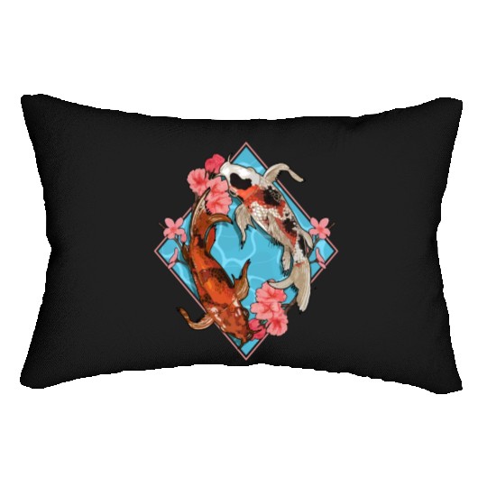 Cherry Blossom Nishikigoi Japanese Fish Koi Carp Lumbar Pillows