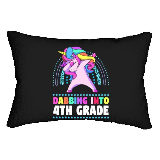 Back To School Dabbing Unicorn Rainbow 4th Grade Lumbar Pillows