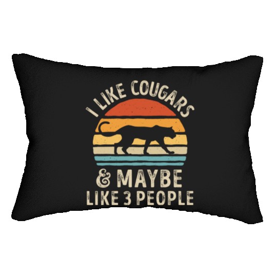 I Like Cougars and Maybe 3 People Retro Sunset Vin Lumbar Pillows