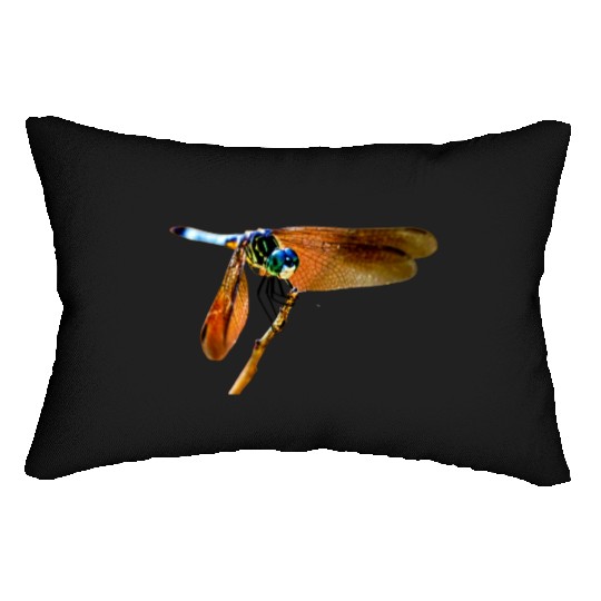 Colorful dragonfly on a branch Lumbar Pillows