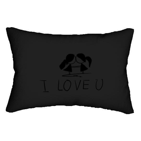 lesbian couple couple i love you Lumbar Pillows