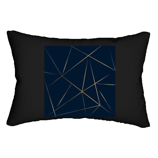 Luxury Gold Navy Blue Geometric Polygon Lumbar Pillows