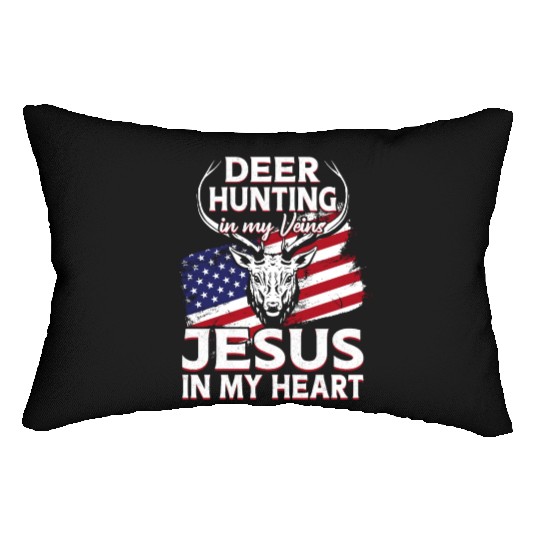 Buck Deer Hunting Hunter Jesus Lumbar Pillows