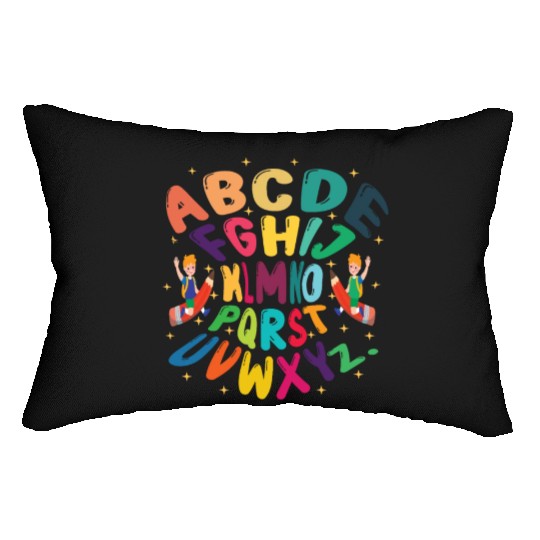 funny kindergarten hi alphabet back to school Lumbar Pillows