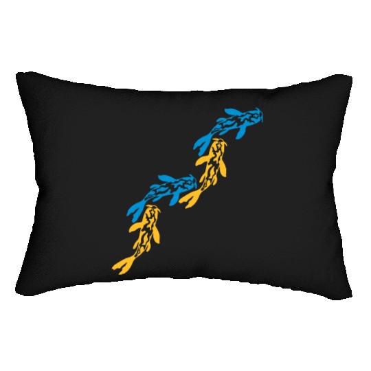 colorful koi fish nishikigoi Lumbar Pillows