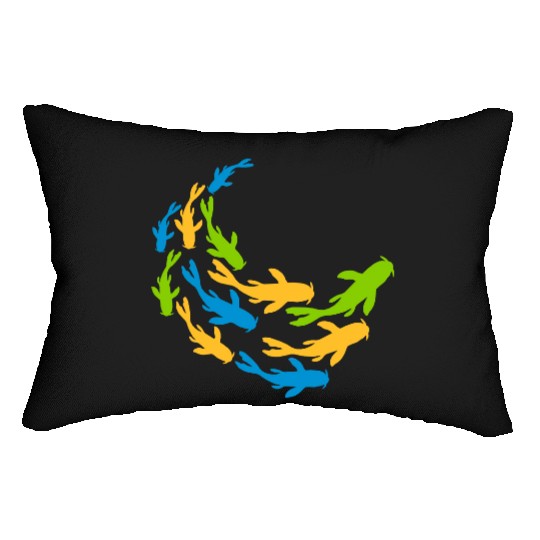colorful shoal koi fish Lumbar Pillows