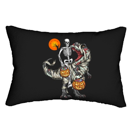 Skeleton Riding Mummy Dinosaur Halloween Gifts Lumbar Pillows
