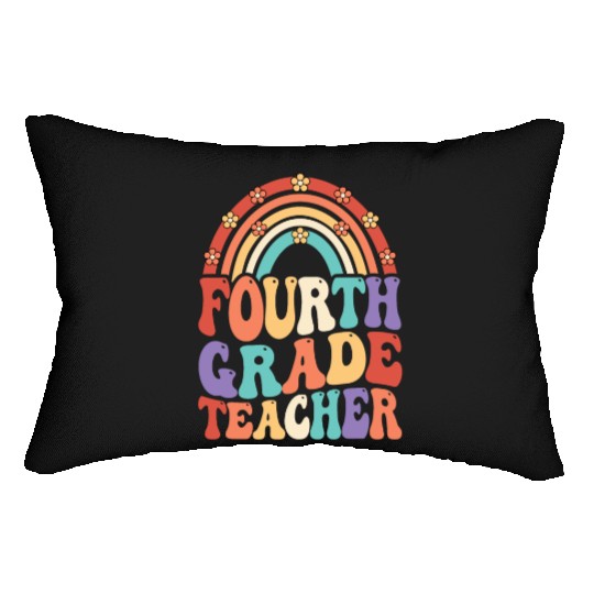 4th Grade Teacher Rainbow First Day Of School Lumbar Pillows