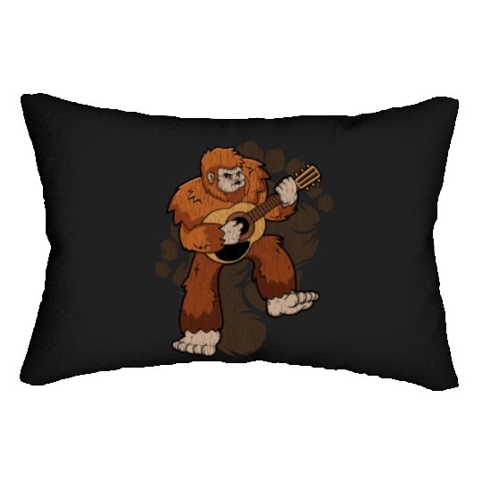 Bigfoot Guitar Sasquatch Playing Guitar Lumbar Pillows