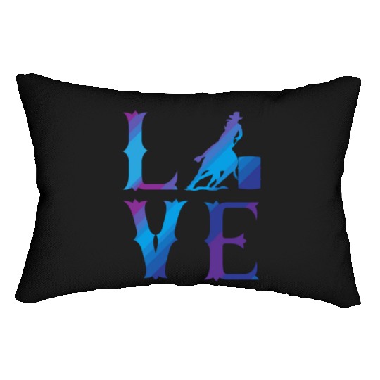Rodeo Barrel Racing Love Distressed Blue Lumbar Pillows