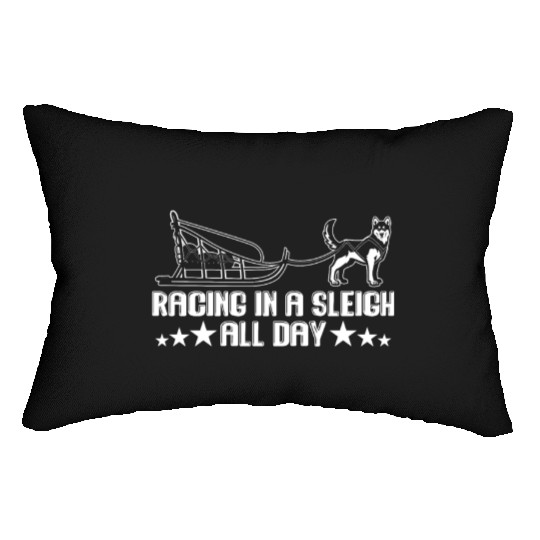 Alaska Sled Dog Racing In A Sleigh All Day Mushing Lumbar Pillows