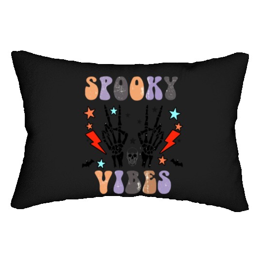Spooky Vibes Retro Skeleton Hands Gift For Boys Lumbar Pillows