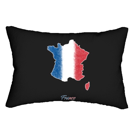 Stylized France Map Lumbar Pillows