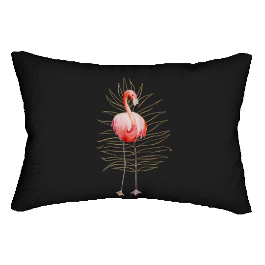 Black Natural Flamingo Lumbar Pillows