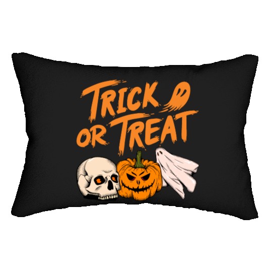 Halloween scary pumpkin head, skull and ghost Lumbar Pillows
