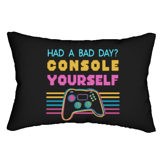 Console Yourself Funny Video Gamer Pun Youth Lumbar Pillows