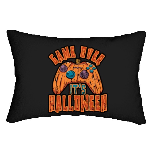 Game Over Its Halloween Spooky Game Vintage Retro Lumbar Pillows