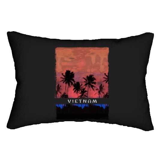 Vietnam Vacation Souvenir Palm Tree Beach Lumbar Pillows
