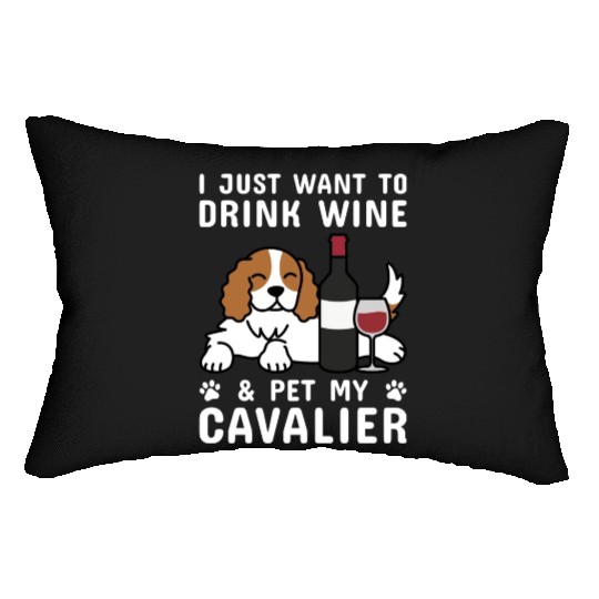 Drink Wine Cavalier King Charles Spaniel Lumbar Pillows