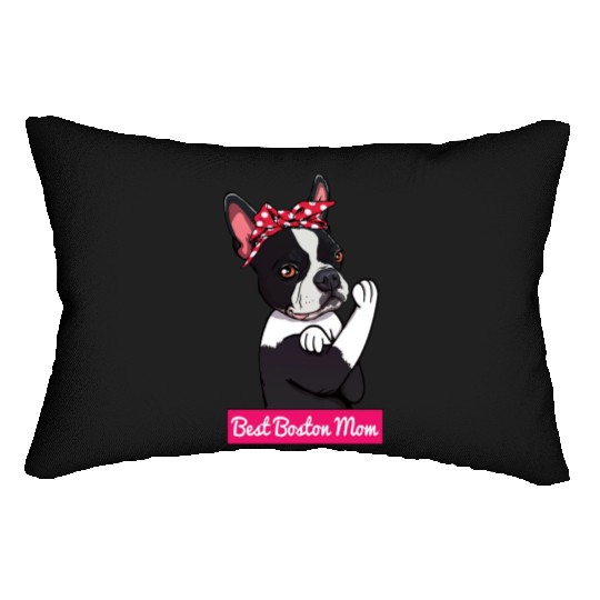 Retro Boston Terrier Dog Mom Lover Cartoon Gift Lumbar Pillows