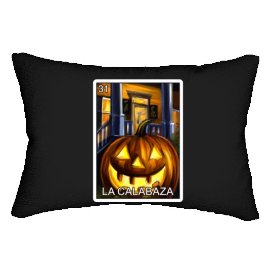 La Calabaza Pumpkin Card Mexican Lottery Card Lumbar Pillows