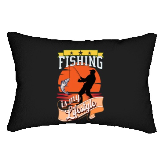 Fishing fish lifestyle fisherman fishing rod Lumbar Pillows