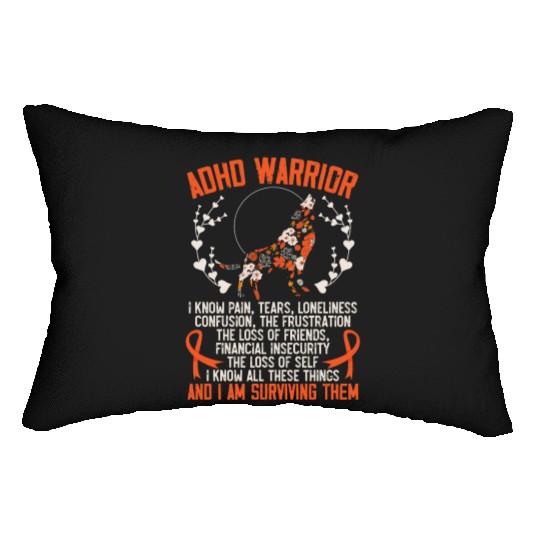 ADHD Warrior Embrace Neurodiversity ADHD Awareness Lumbar Pillows