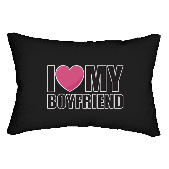 I LOVE MY BOYFRIEND valentinesday couple Lumbar Pillows