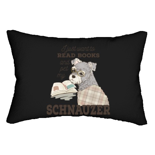 Schnauzer Cartoon Book Lover Gift Lumbar Pillows