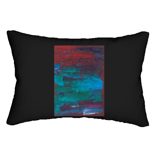 Abstract Red Green Minimalist Painting Lumbar Pillows