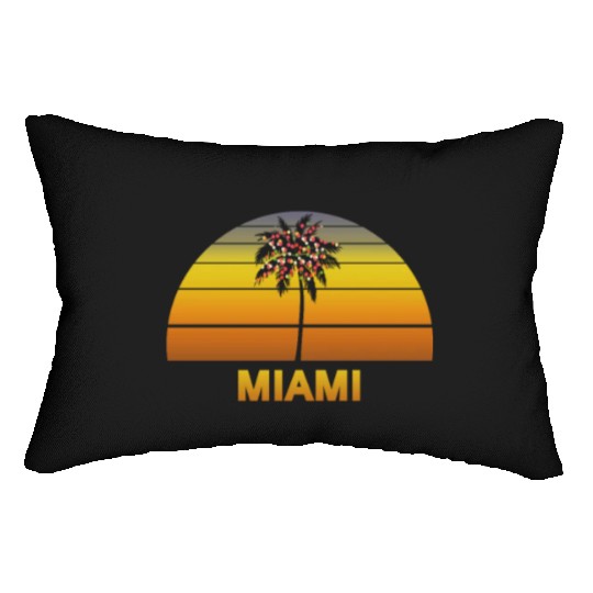 Miami Florida Palm Tree Christmas Lights Family Lumbar Pillows