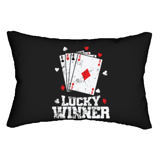 Lucky Winner Ace Skat Poker Card Game Lumbar Pillows