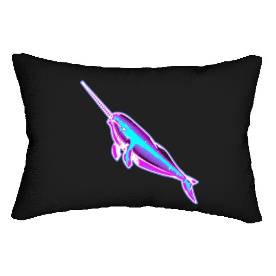 Synthwave Narwhal Lumbar Pillows