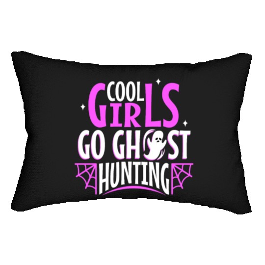 Cool girls go ghost hunting Lumbar Pillows