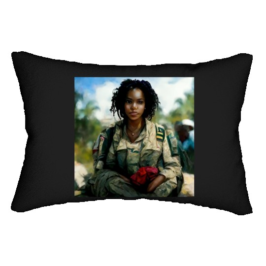 Beautiful US army combat medic painting Lumbar Pillows