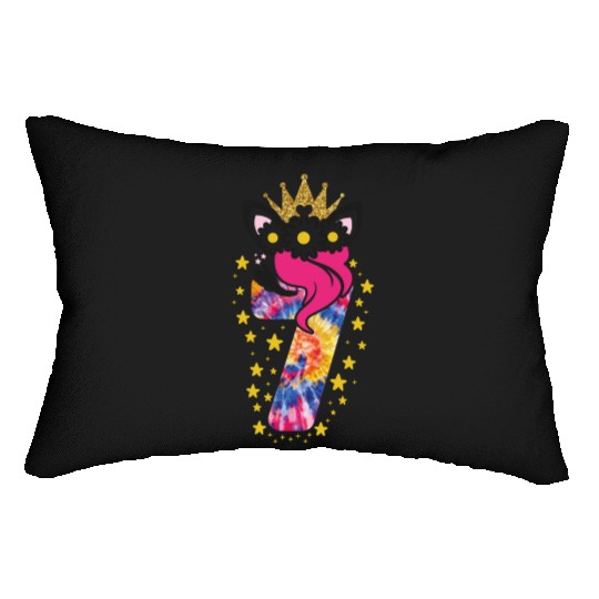 kids Tie Dye Number 7 Year Old Girls 7th Birthday Lumbar Pillows