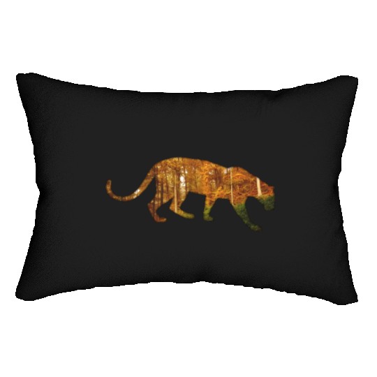Leopard in forest Lumbar Pillows
