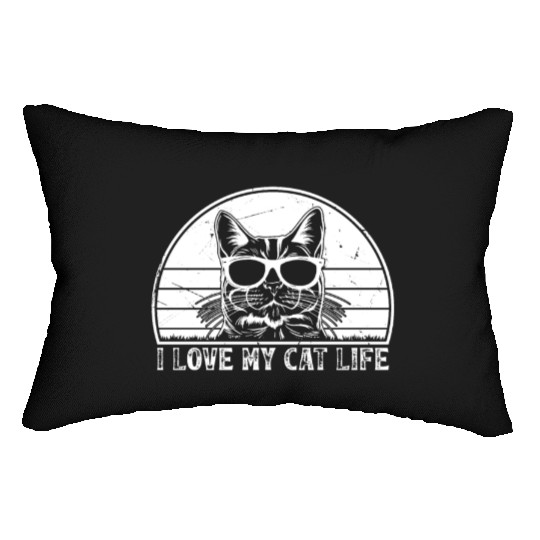 Cat Owner - I Love My Cat Life - Cat Lover Funny C Lumbar Pillows