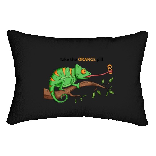 Bitcoin Chameleon BTC logo Crypto lover Hodl Lumbar Pillows