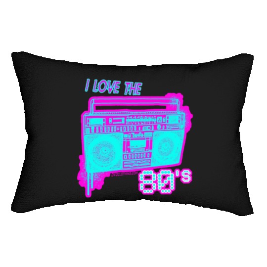I Love the 80s Neon Spray paint Boombox spray can Lumbar Pillows