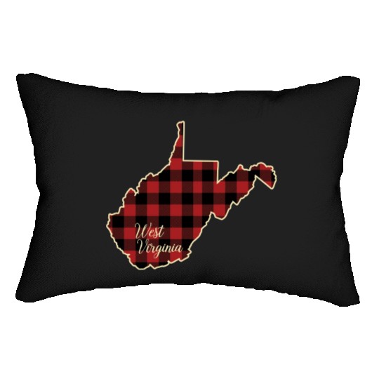 West Virginia Buffalo Plaid Silhouette Home State Lumbar Pillows