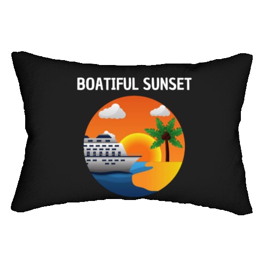 Boatiful Sunset Cruise Vaction Ship Mardi Gras Lumbar Pillows