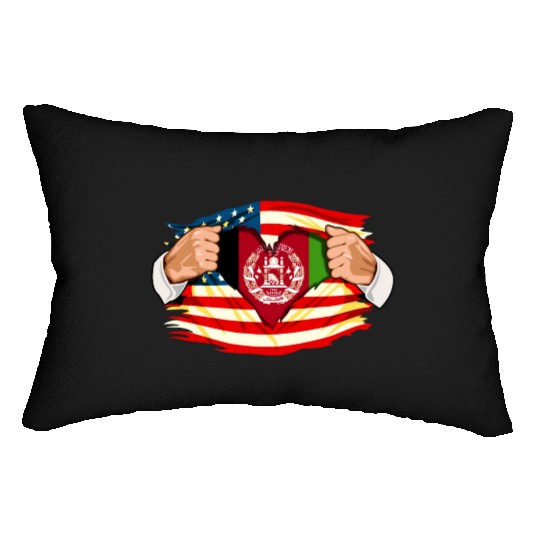 Afghanistan Who Live in America Afghani Flag Lumbar Pillows
