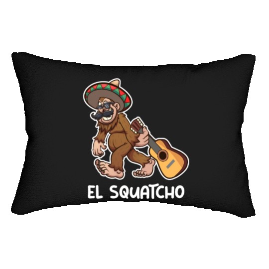 El Squatcho Funny mexican guitar sasquatch Lumbar Pillows