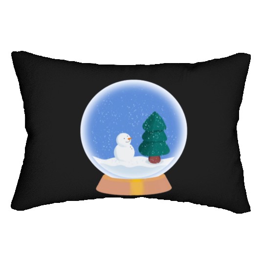 Snow man snow globe Lumbar Pillows