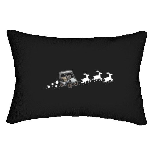 Golf Cart Santa Christmas Sleigh - Funny Golf Cart Lumbar Pillows