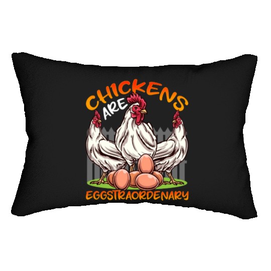 Funny Chickens Chicken Farm Eggs Lumbar Pillows