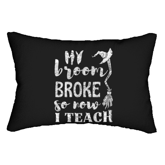 Witch Broom Hat Halloween Teacher Lumbar Pillows
