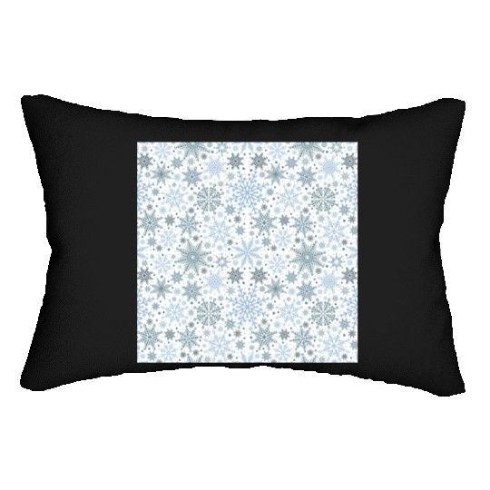 Modern Snowflakes Pattern White Blue Lumbar Pillows