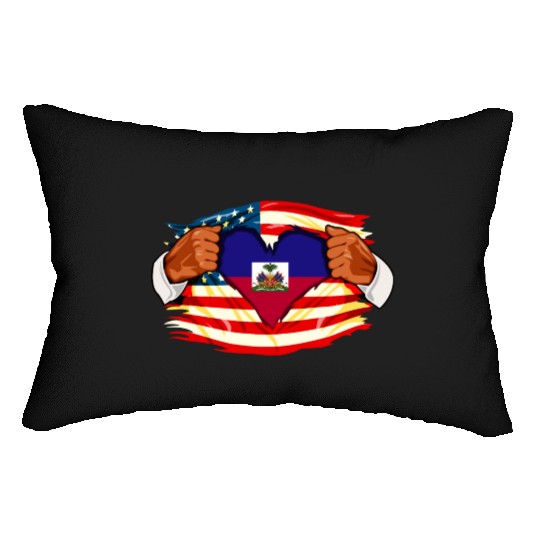 Haitians Who Live in America Haiti Flag Lumbar Pillows
